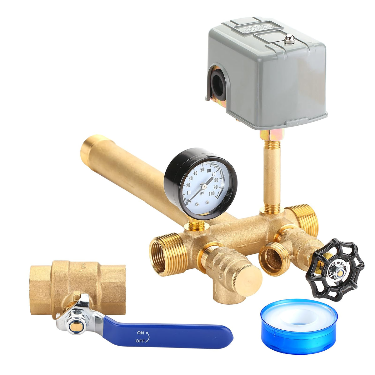 Brvclon Well Pressure Tank Tee Kit packaging shown for easy DIY setup