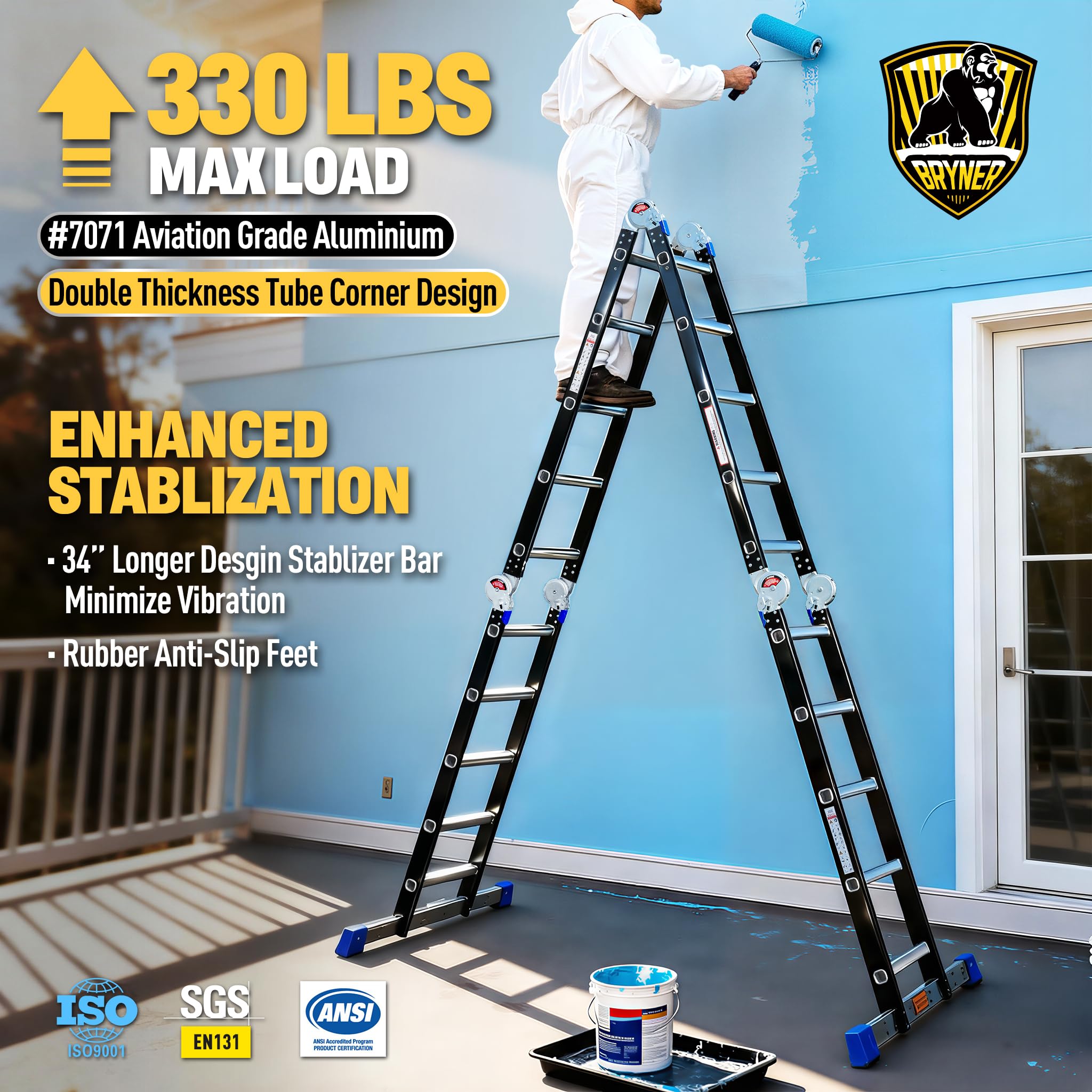 Bryner 7-in-1 folding ladder ready for versatile setup and use.