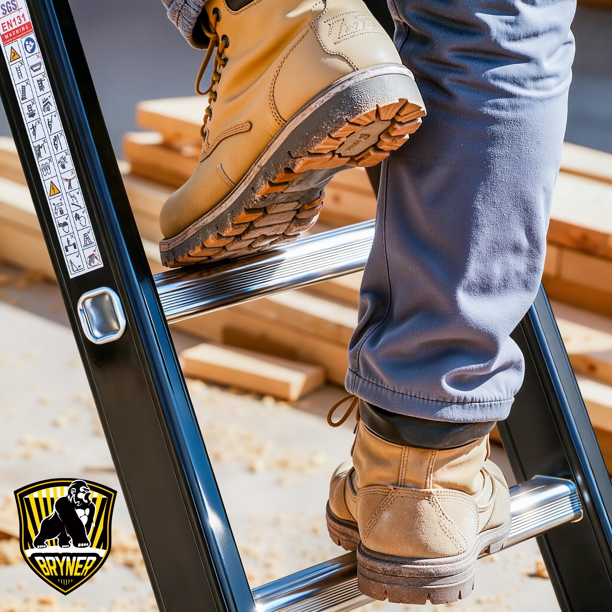 Bryner anti-slip rungs provide safer footing for climbs.