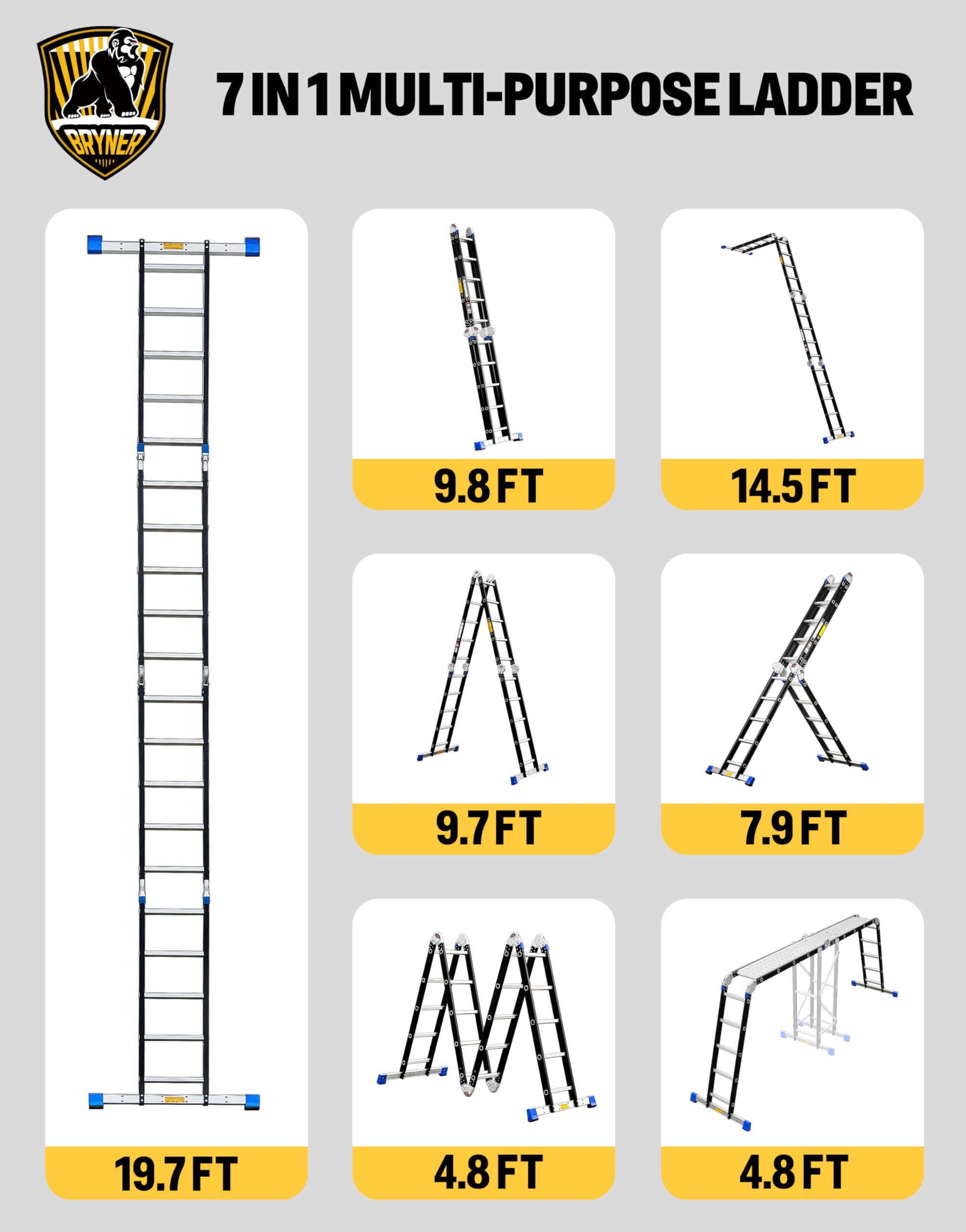 Bryner extension ladder secures roof access with sturdy support during projects.