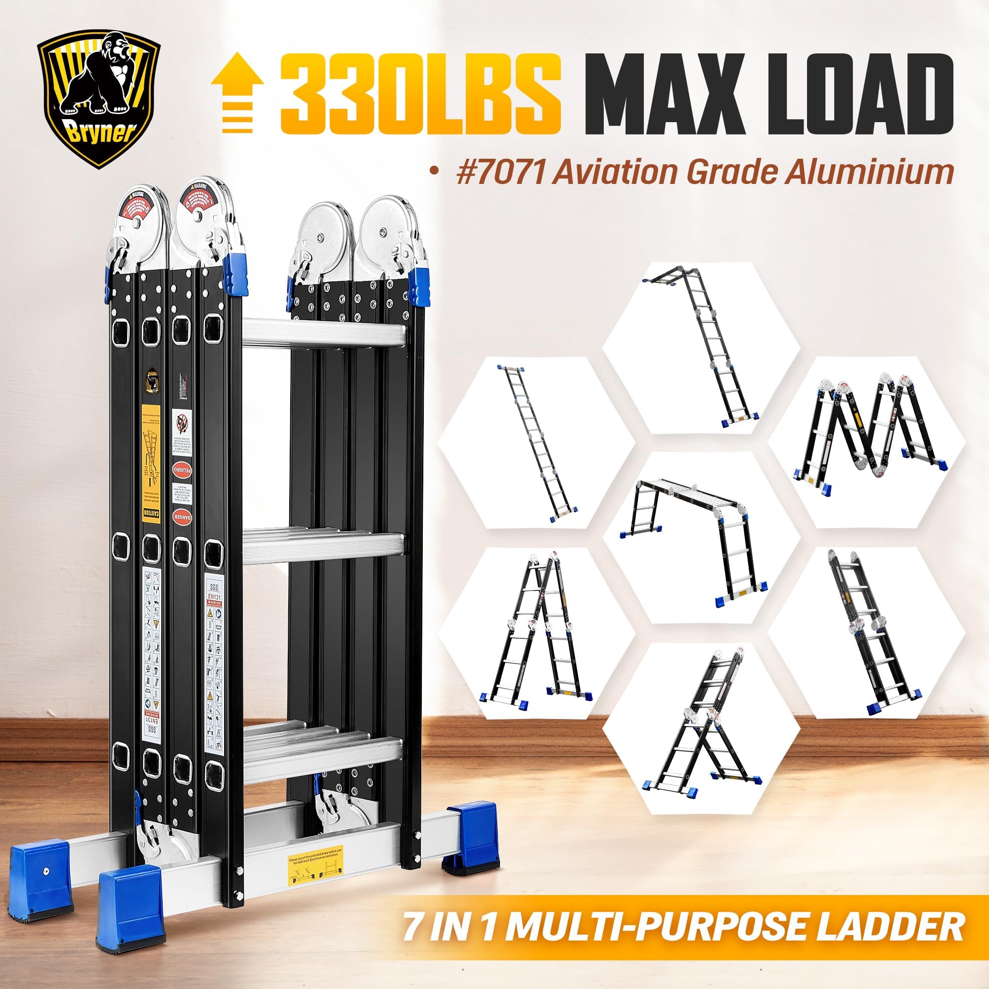 Bryner Step Ladder seven-in-one configurations enable versatile home and workshop tasks