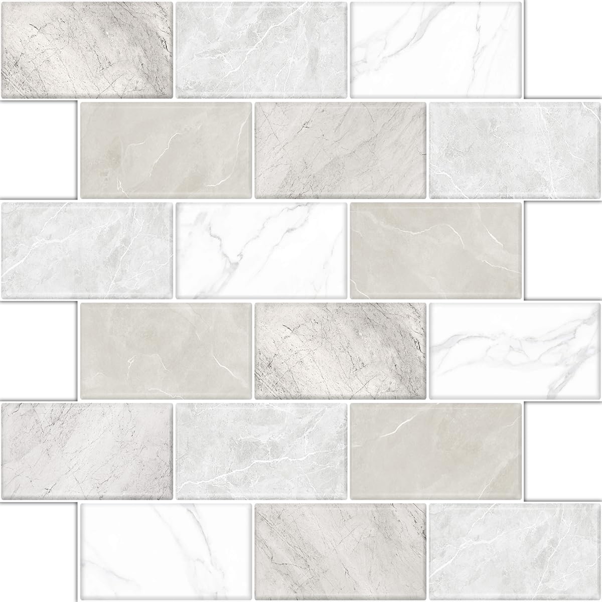 BSABSAQAA marble backsplash 12x12 tile for kitchen with easy adhesive.