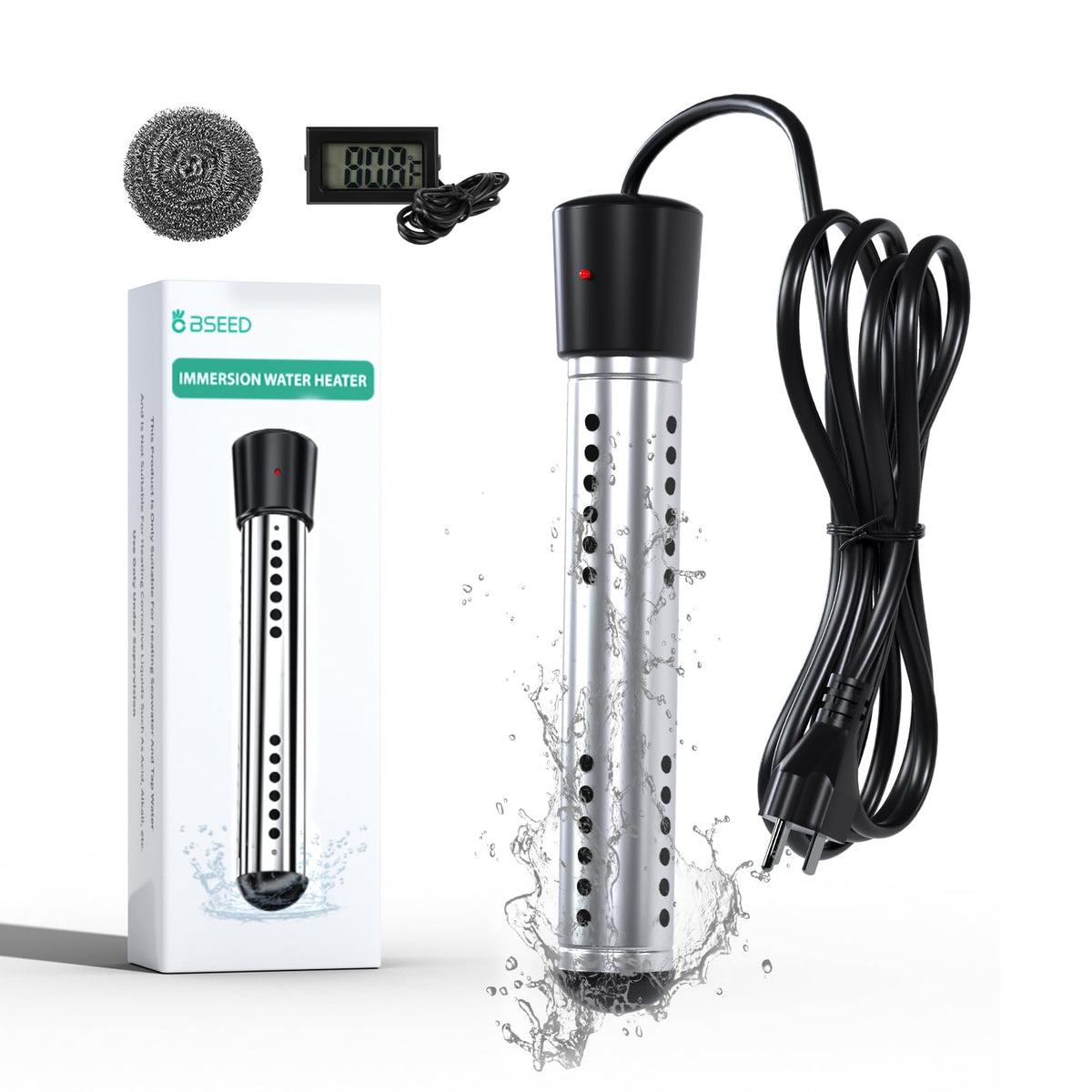 BSEED immersion water heater 2000W for fast bucket heating