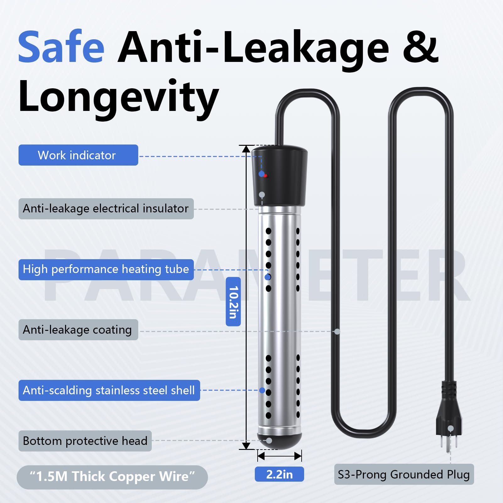 BSEED stainless steel guard ensures safe anti-scald operation