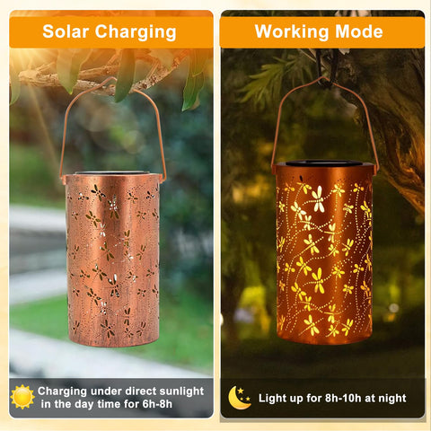 BSGlobal Dragonfly lantern displays intricate cutouts along garden paths.
