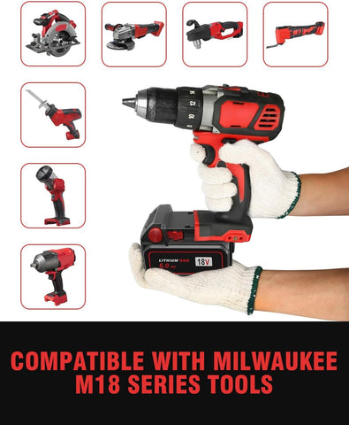 In-use Bslite M18 6.0Ah battery powering Milwaukee tools