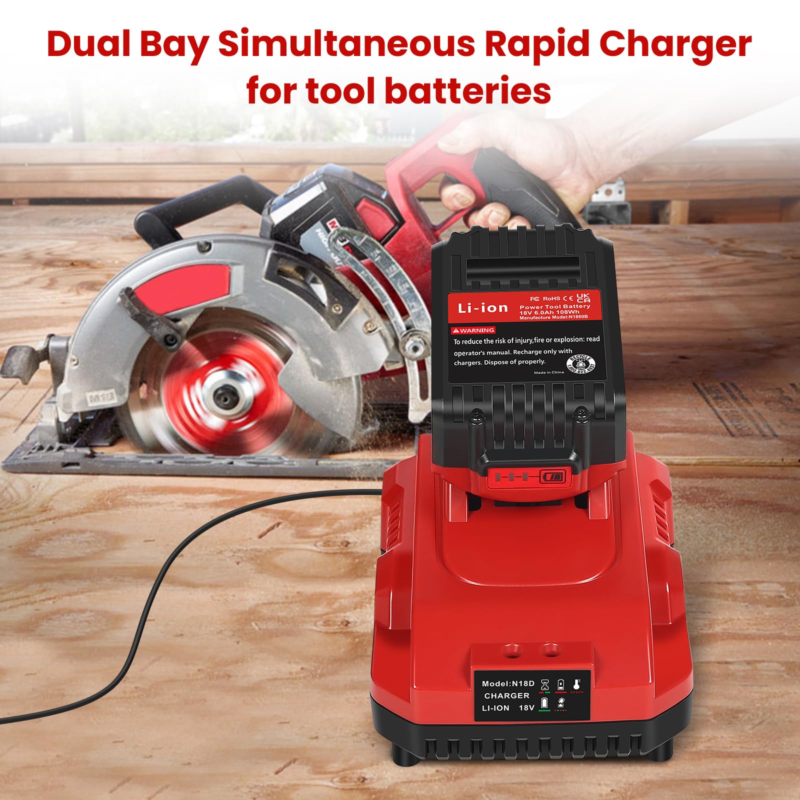 Complete kit on a compact workbench with Milwaukee batteries and Bslite charger.