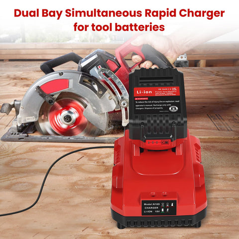 Complete kit on a compact workbench with Milwaukee batteries and Bslite charger.