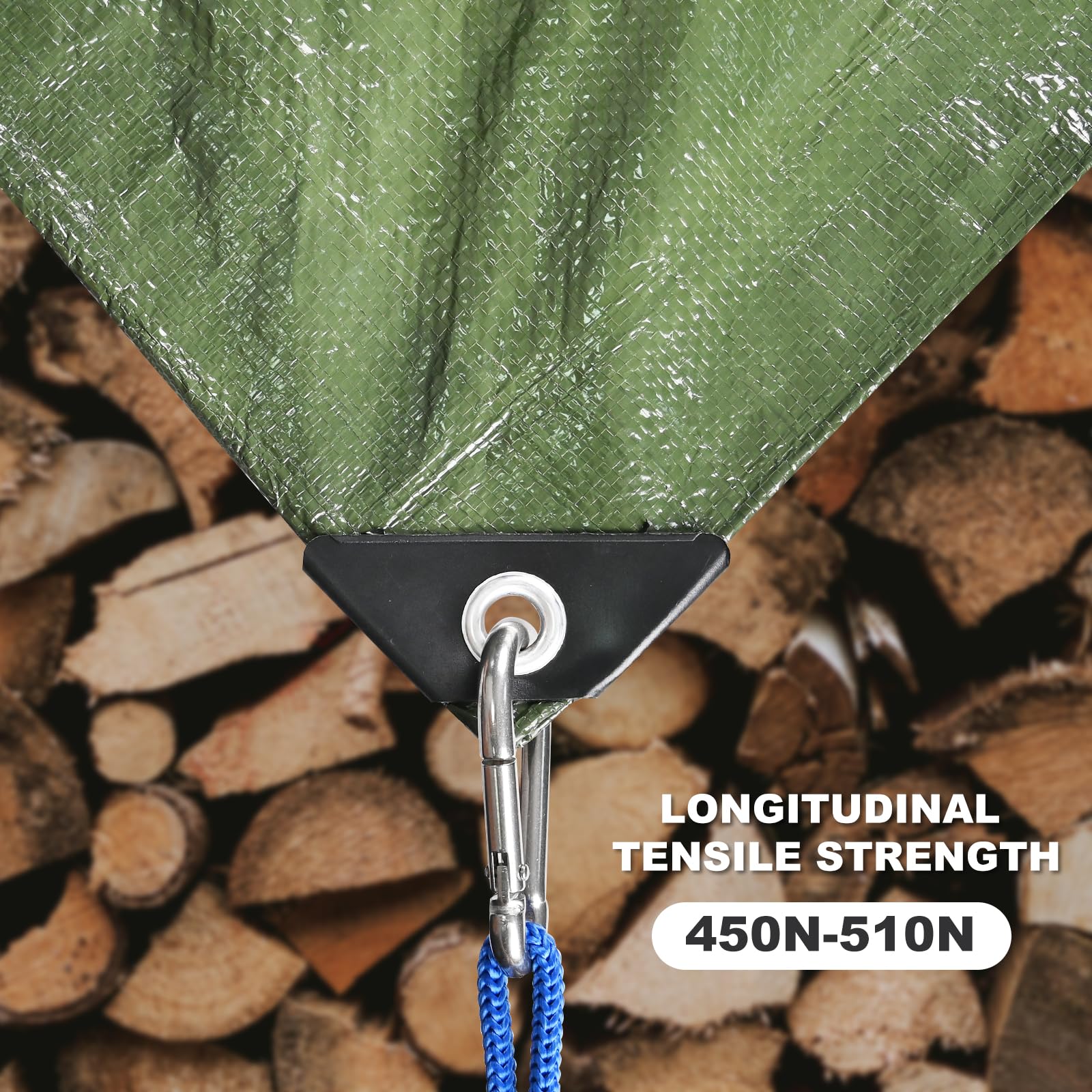 Close-up of aluminium grommets on BSRHOME tarp, rust-resistant and secure.