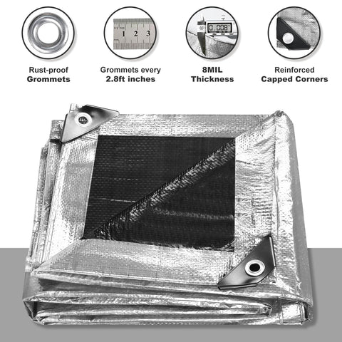 Close-up of reinforced edge on BSRHOME tarp, showing durability for harsh weather.