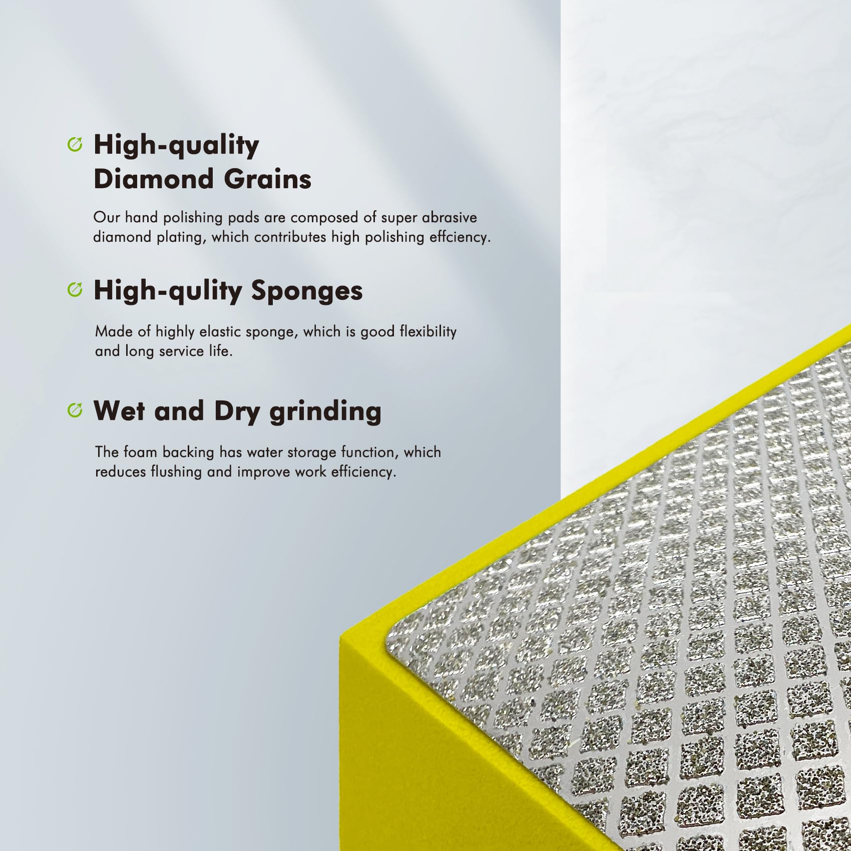 Bstansion 400 grit pad for medium polishing on tile and metal joints.
