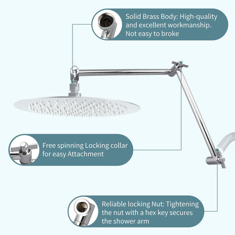 BSTCWCP stainless steel arm with chrome finish resists rust and corrosion