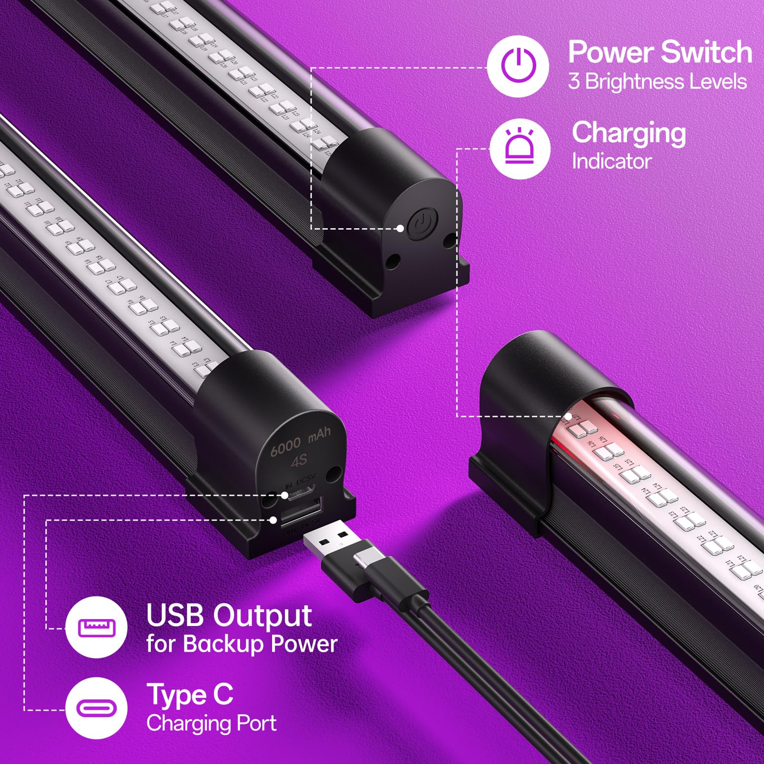 Bstrip 56 LEDs emitting 395-400 nm glow.