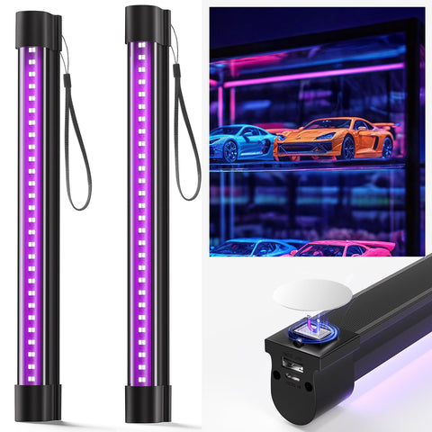 Bstrip battery-powered black light bar, 11.8 inches, portable glow for events.