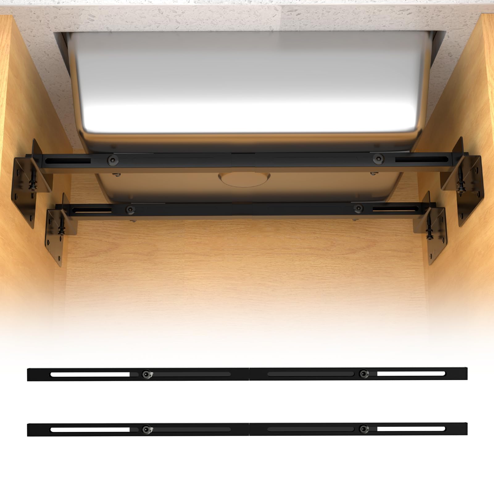 BSTSLL heavy-duty undermount brackets secure under-sink support with robust construction.