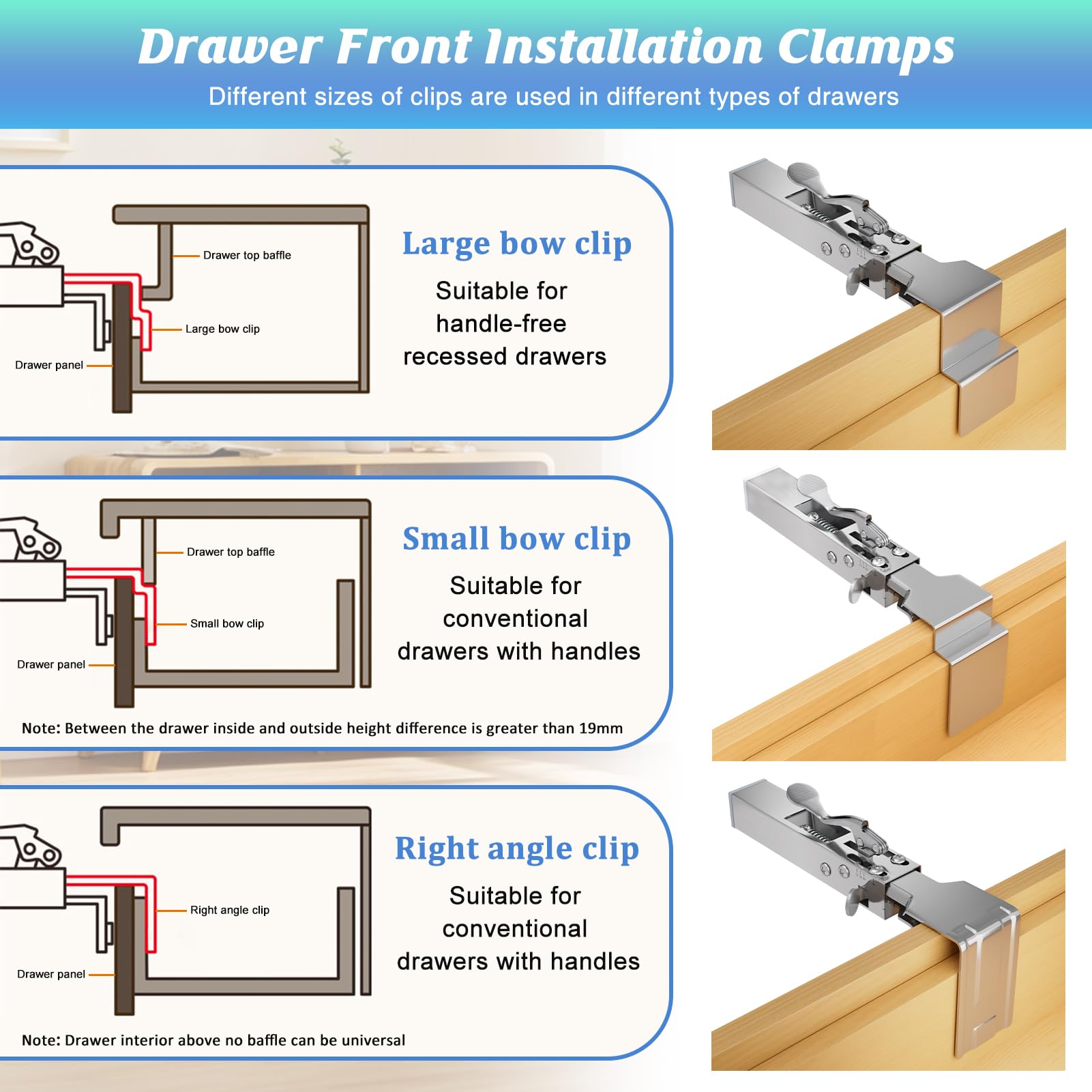 BSTSLL Stainless steel drawer clamps deliver durable, reliable hold on cabinetry.