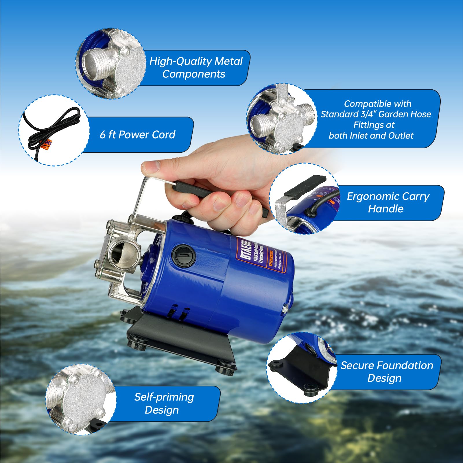 BTAEGH portable electric pump with compact design for easy storage.