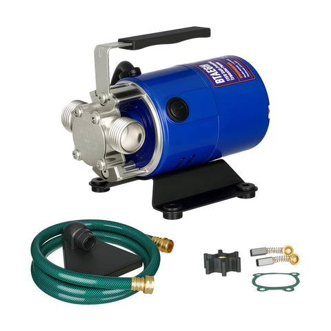 BTAEGH water transfer pump with 6ft hose ready for pool or tub draining.