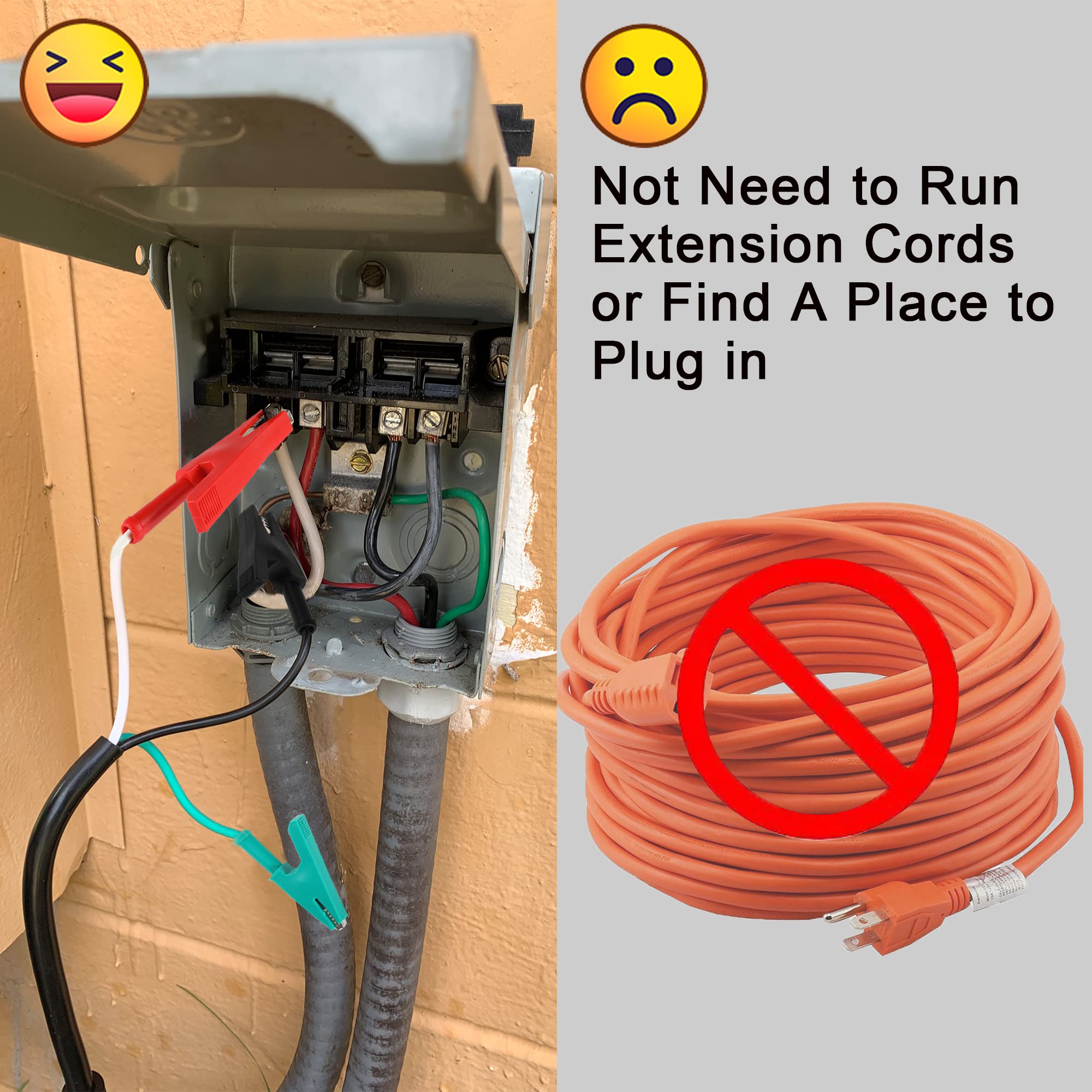 Btanadi 14AWG adaptor cord 120V with ground protection for HVAC work.