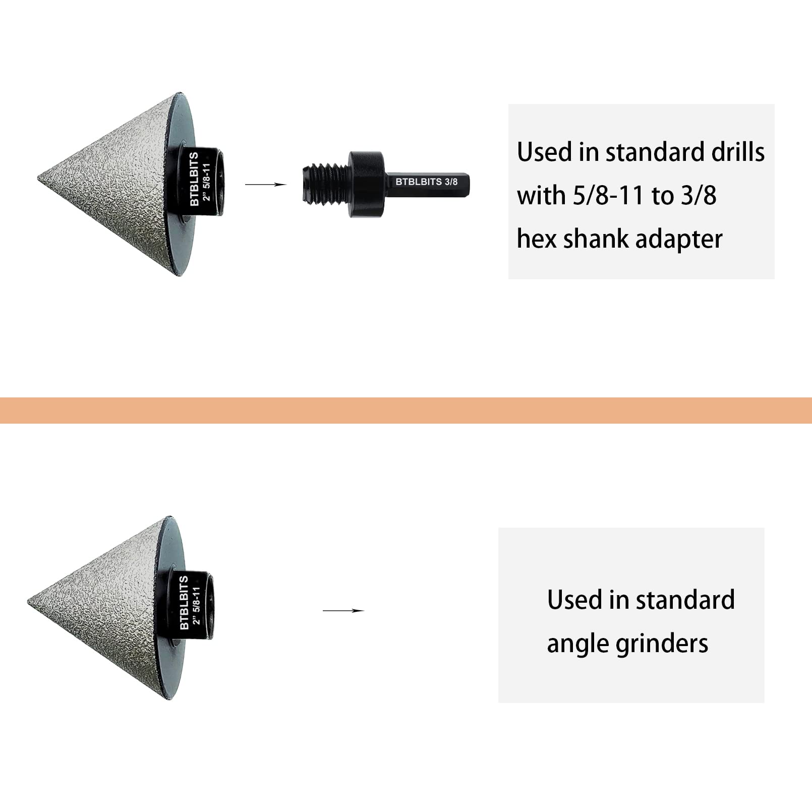 BTBLBITS Diamond chamfer bit 60-degree bevel for smooth tile edges