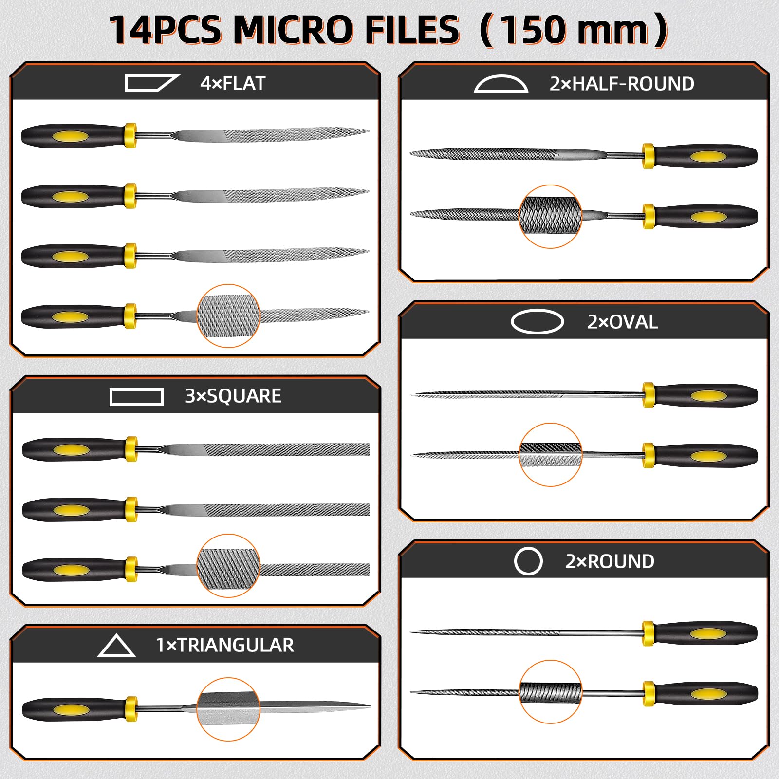 BTEC 14pc carbon steel needle files for detailed work