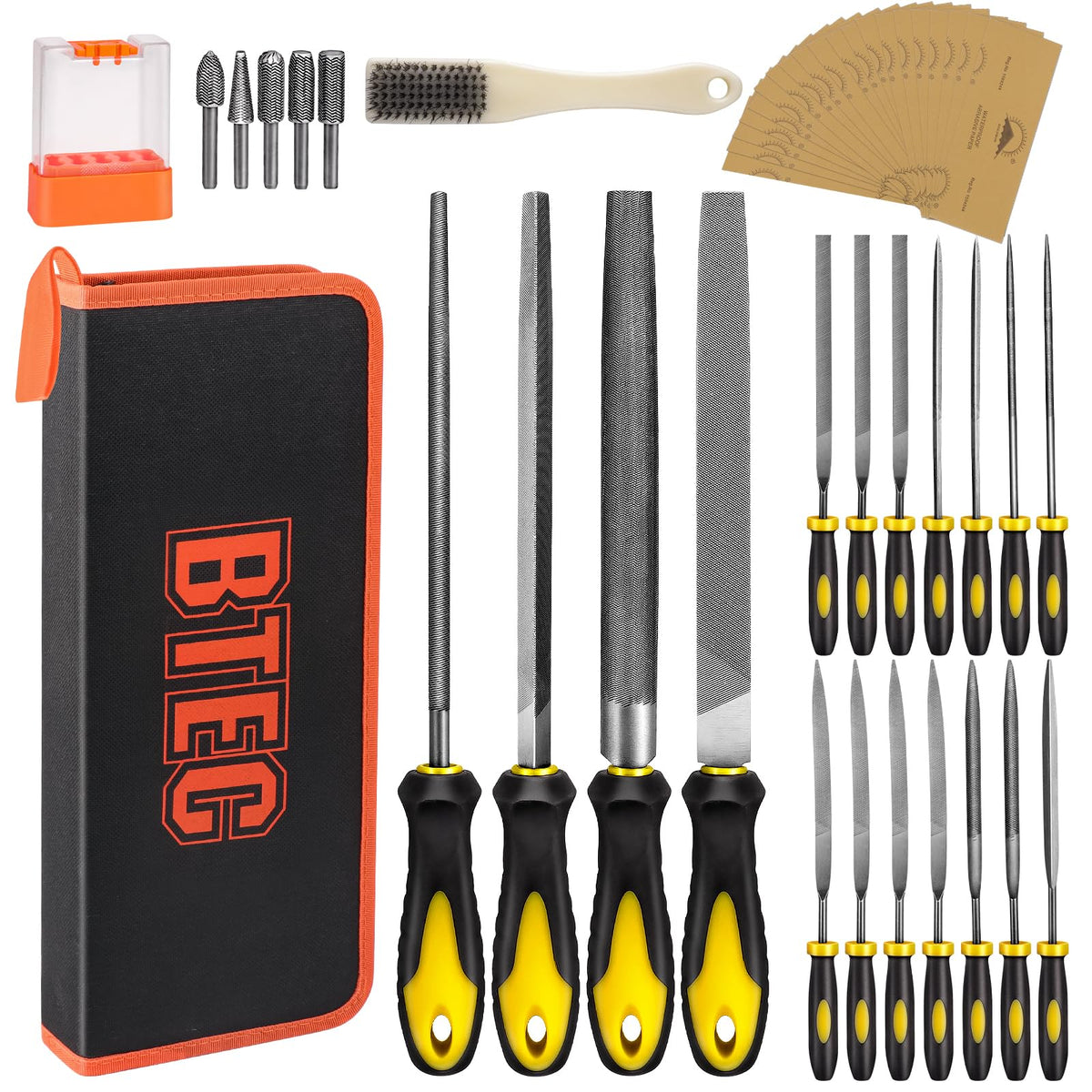 BTEC 46PCS metal file set in a zip case for precise shaping