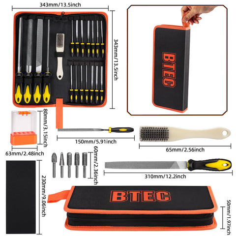 BTEC sandpaper set in three sizes for deburring and finishing
