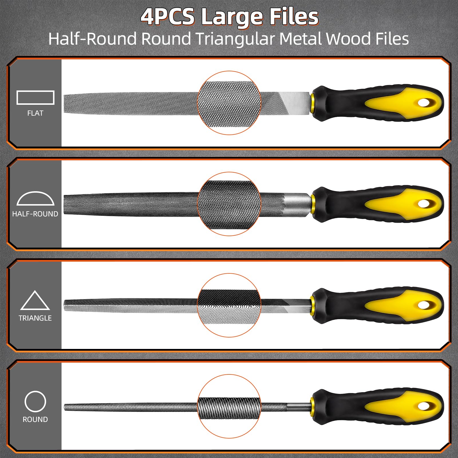 BTEC woodwork large file set 4pcs ideal for large material removal