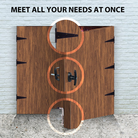 BTEOBFY shed door hardware kit dual-action latch ready to resist prying and weather exposure.