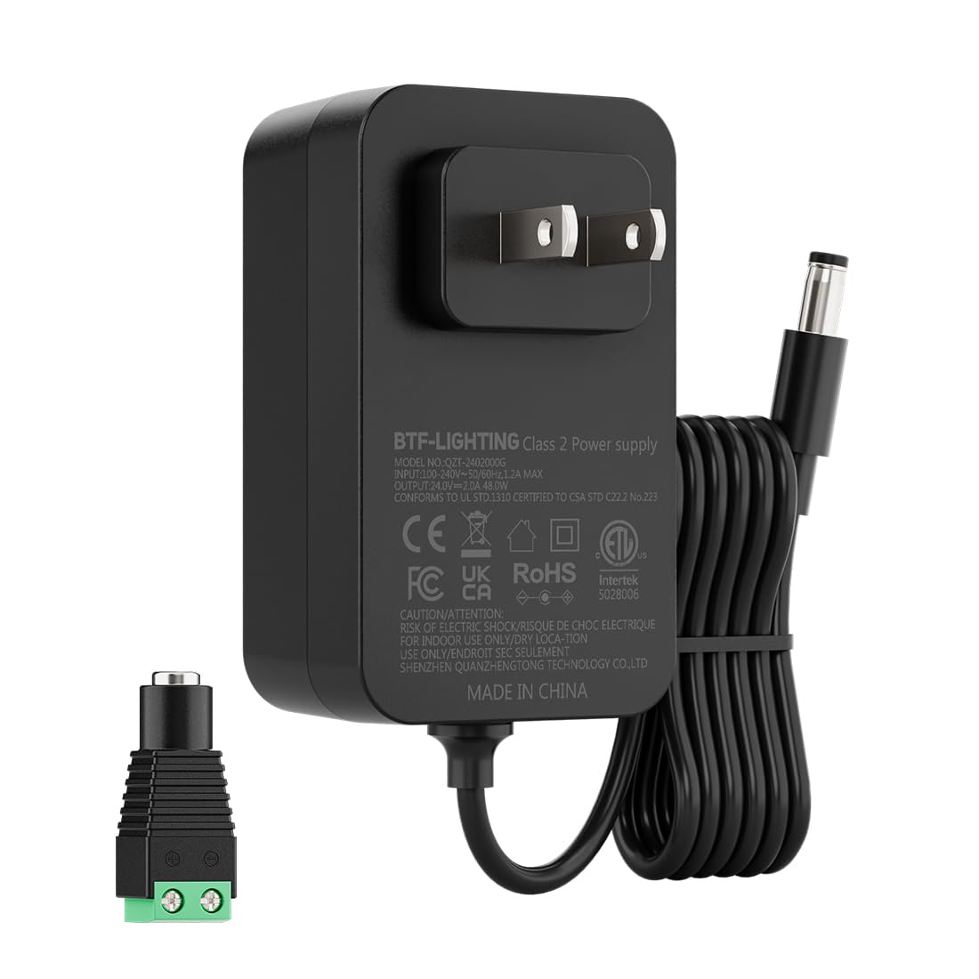 BTF-LIGHTING 24V power supply front view powering LED strips with clean cabling