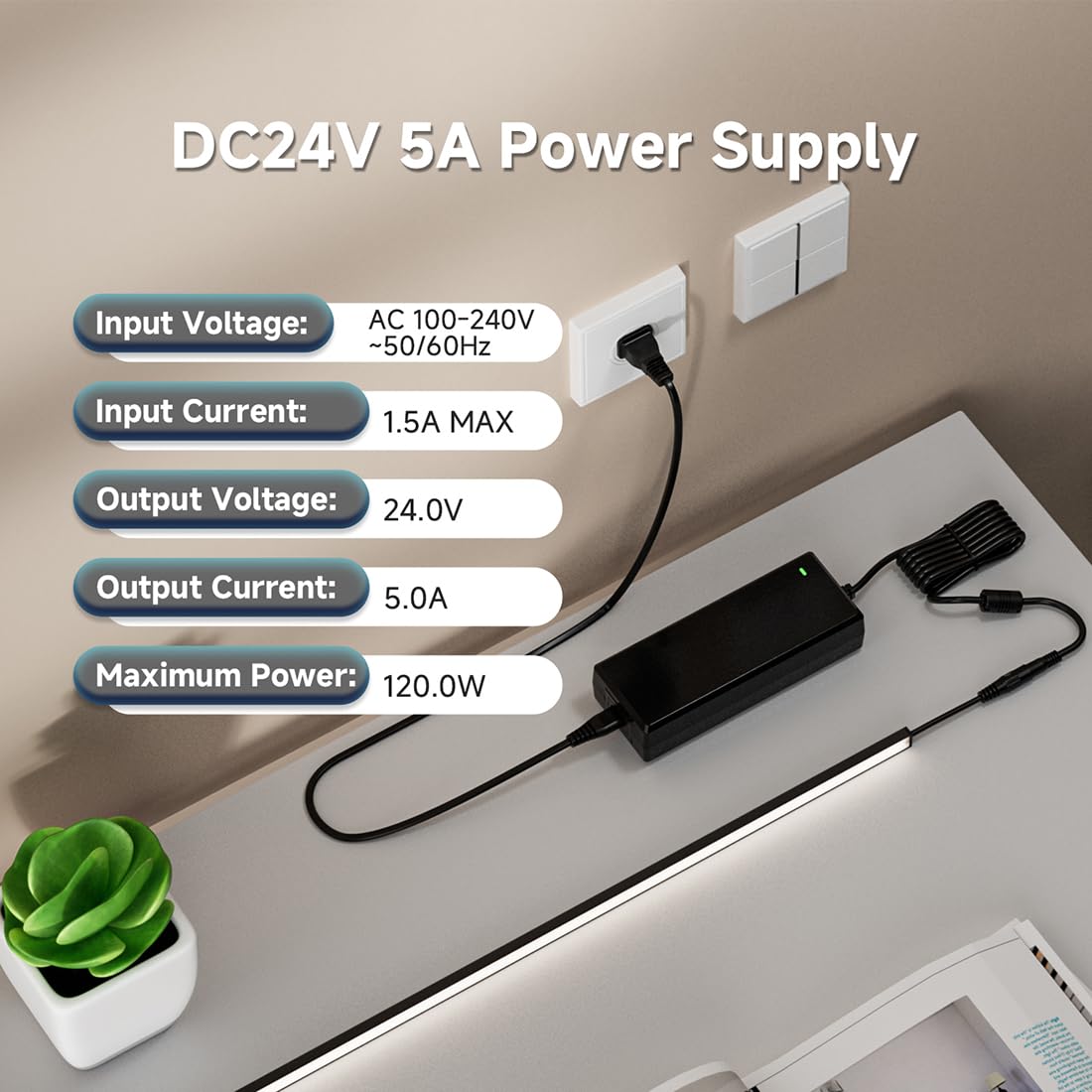 BTF-LIGHTING 24V LED strip setup with non-dimmable power supply