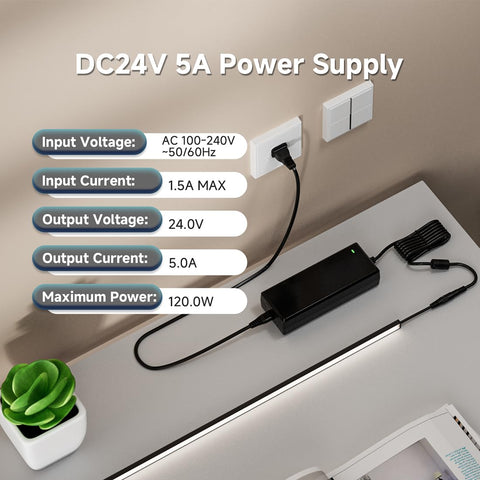 BTF-LIGHTING 24V LED strip setup with non-dimmable power supply