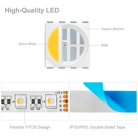 BTF-LIGHTING 60LED/m RGBW tape provides bright cabinet lighting