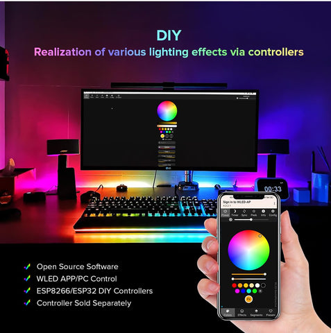 BTF-LIGHTING adhesive-backed strip for easy wall mounting