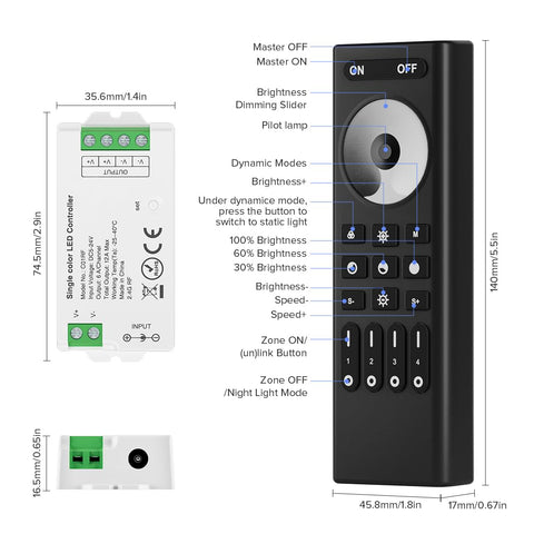 BTF-LIGHTING brightness adjustment remote with comfortable grip