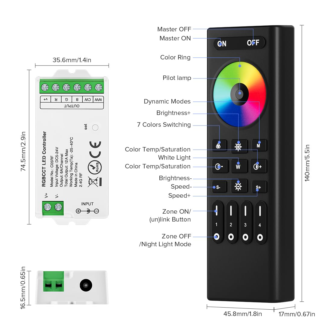 BTF-LIGHTING brightness and color temperature dial for precise mood lighting