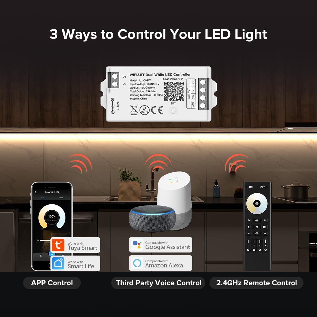 BTF-LIGHTING C02W Tuya WiFi control via 2.4 GHz app