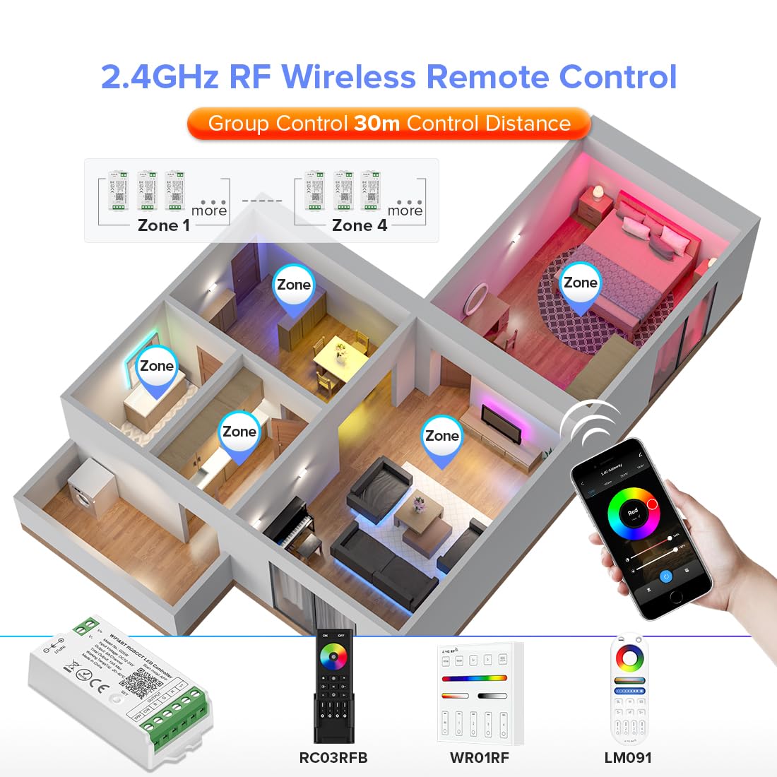 BTF-LIGHTING C05W Tuya WiFi control for smartphone convenience