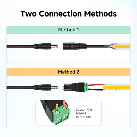 BTF-LIGHTING compact DC connector close-up for easy wiring.