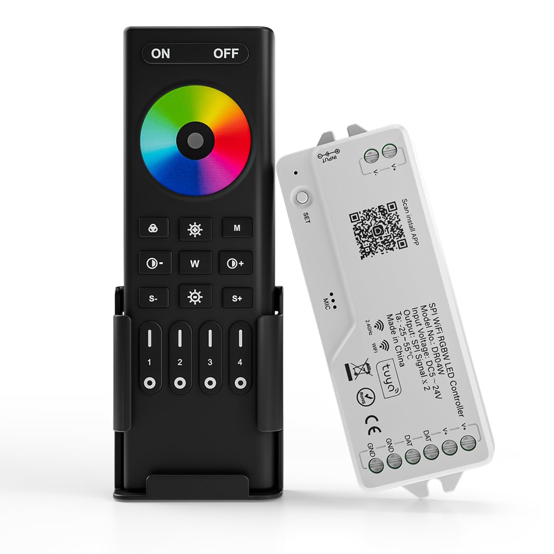 BTF-LIGHTING DR04W controller front view for easy 2.4G WiFi setup.