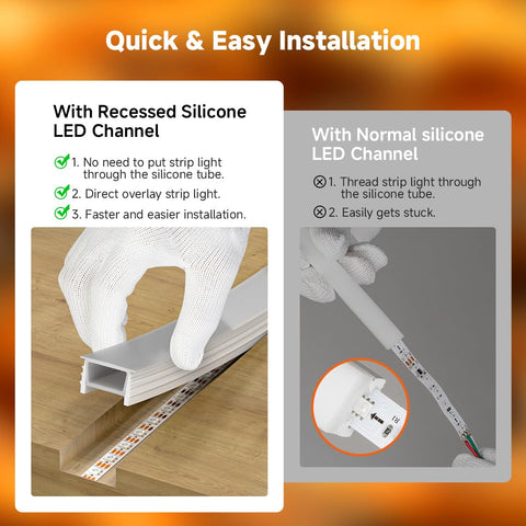 Easy installation of BTF-LIGHTING diffuser channel with minimal wiring