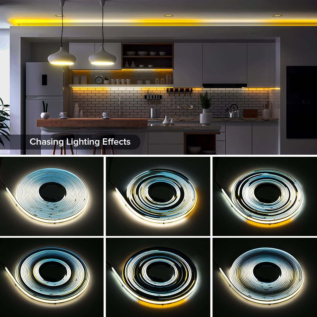 BTF-LIGHTING FCOB with connectors and clips for easy installation