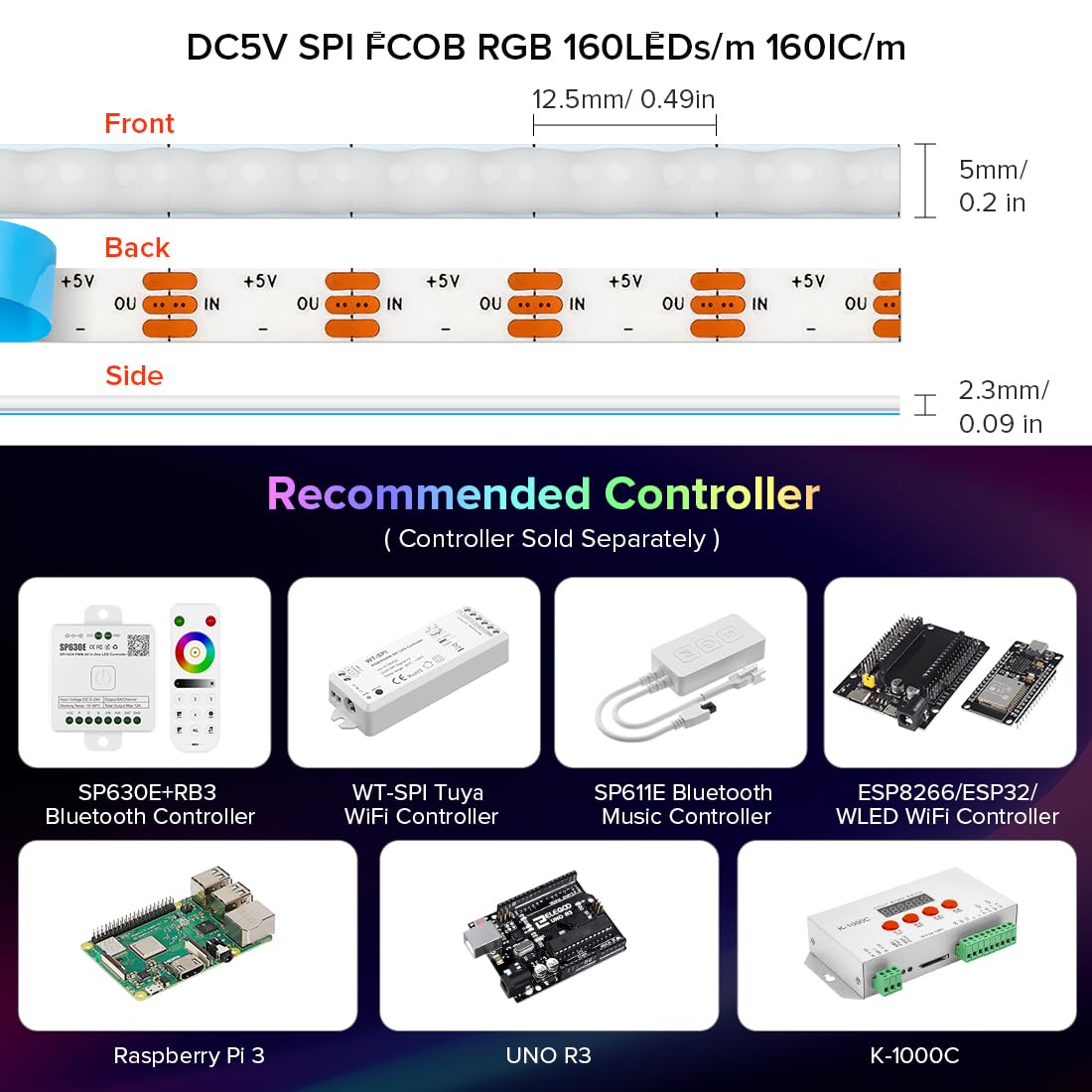 BTF-LIGHTING FCOB XGB1338 end-to-end connector included for linking.