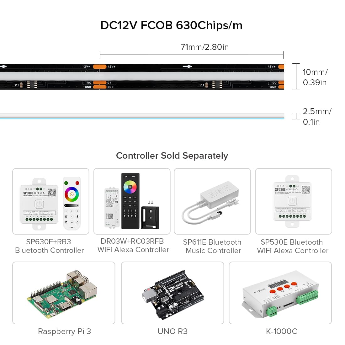 BTF-LIGHTING FCOB LED strip cuttable and linkable for easy installations.