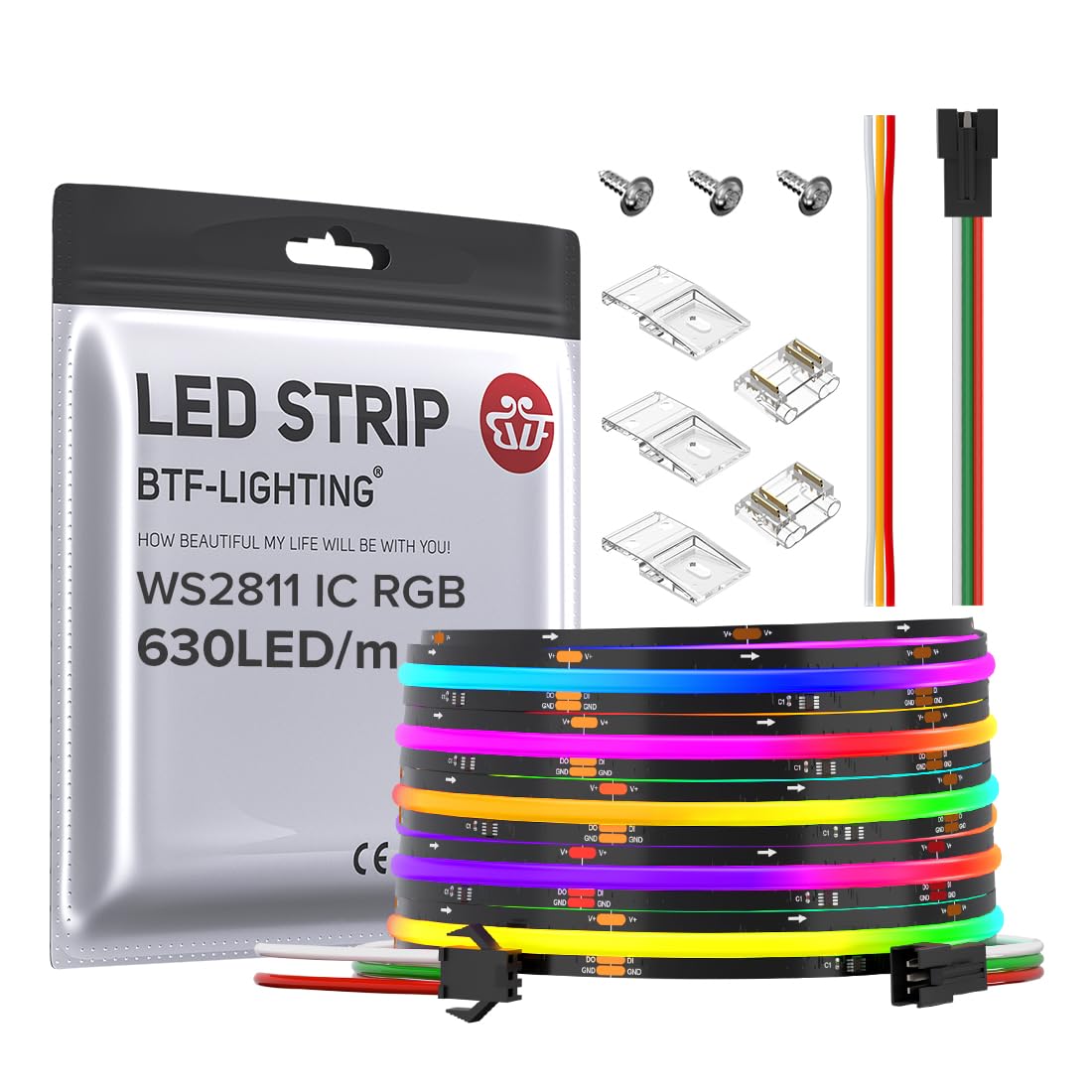 BTF-LIGHTING FCOB LED strip showing dense brightness for even indoor illumination.