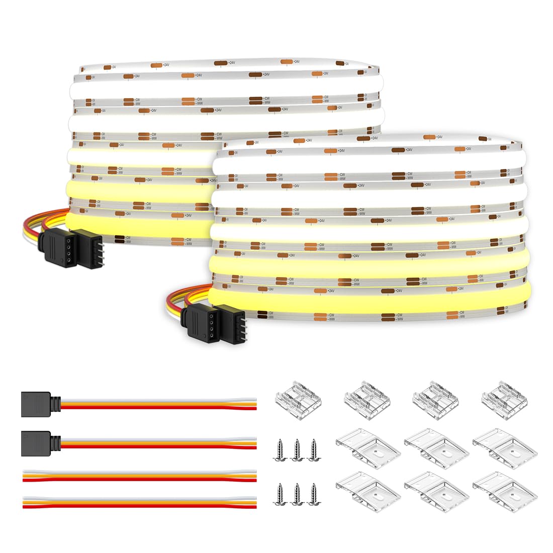 BTF-LIGHTING FCOB LED strip with full-length illumination and high-density chips.