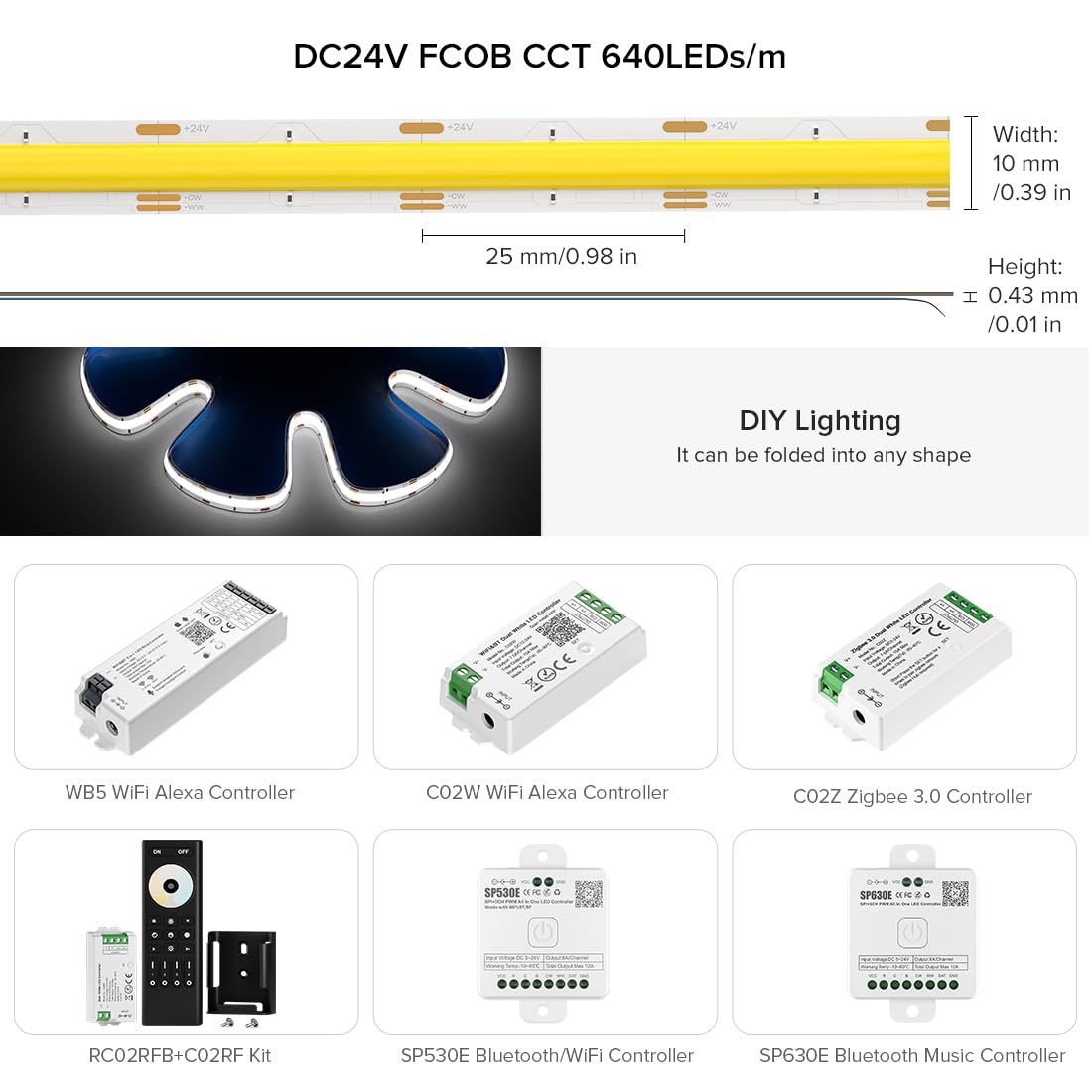 BTF-LIGHTING FCOB LED strip designed for indoor decor in kitchens, bedrooms, and mirrors.