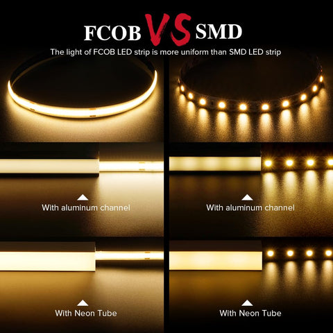 BTF-LIGHTING FCOB LED strip spans 16.4 feet for seamless room lighting.