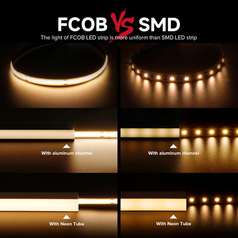 BTF-LIGHTING FCOB strip in warm white 2700K for cozy interiors