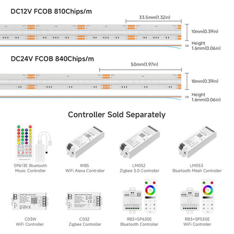 Flexible, easy-to-install BTF-LIGHTING FCOB RGB strip for indoor spaces